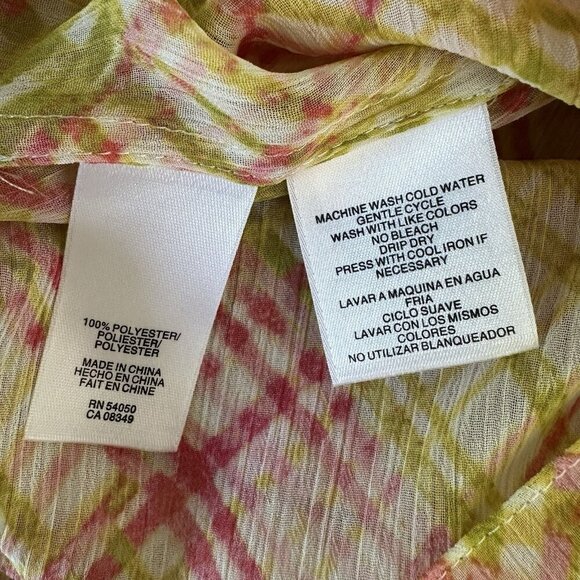 Jones New York Blouse Size 16 Primrose Multi Ruffle Roll tab Sleeve - Picture 10 of 10